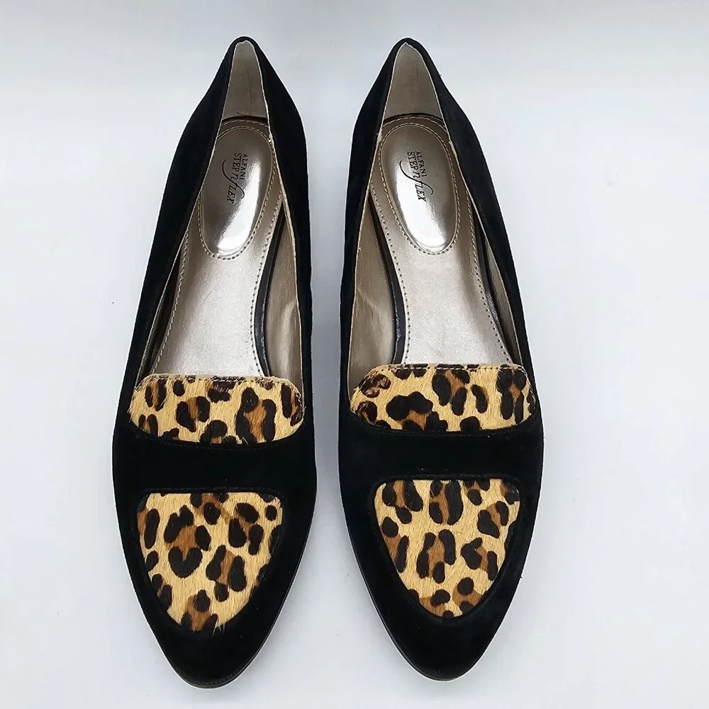Alfani Step N Flex Zanta2 Womens Loafers 9.5 M Leather Suede Calf Hair Leopard